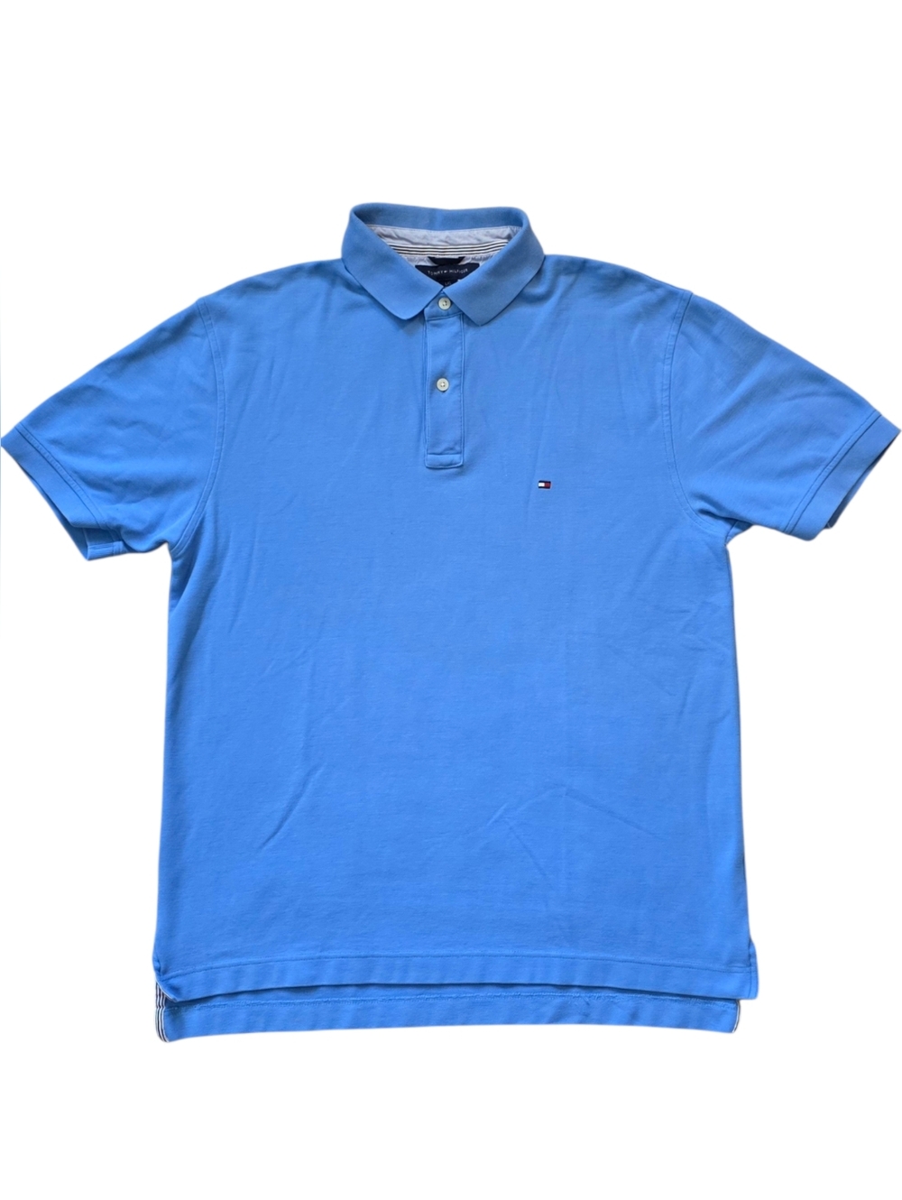 Tommy Hilfiger Large Blue Pique Cotton Polo Shirt